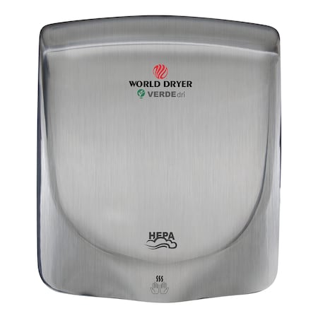 World Dryer VERDEdri Hand Dryer, Stainless Steel, Brushed Q-973A